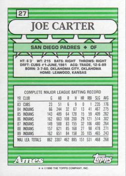 1990 Topps Ames All-Stars #27 Joe Carter Back