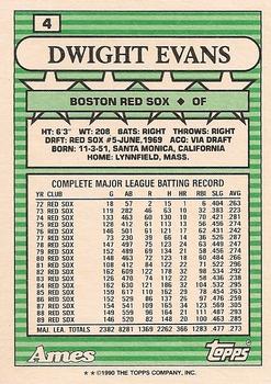 1990 Topps Ames All-Stars #4 Dwight Evans Back