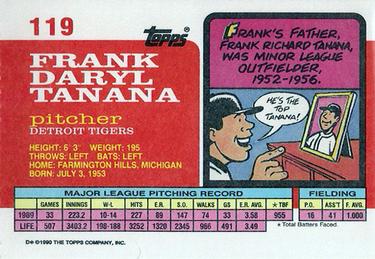 1990 Topps Big #119 Frank Tanana Back
