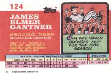 1990 Topps Big #124 Jim Gantner Back