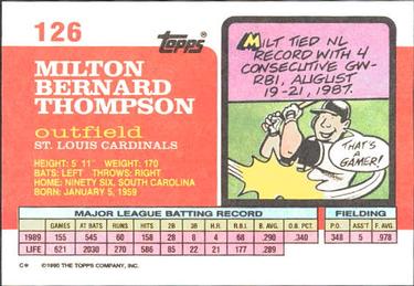 1990 Topps Big #126 Milt Thompson Back