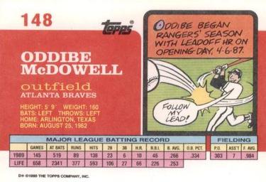 1990 Topps Big #148 Oddibe McDowell Back