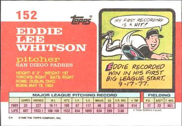 1990 Topps Big #152 Eddie Whitson Back