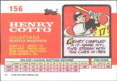 1990 Topps Big #156 Henry Cotto Back