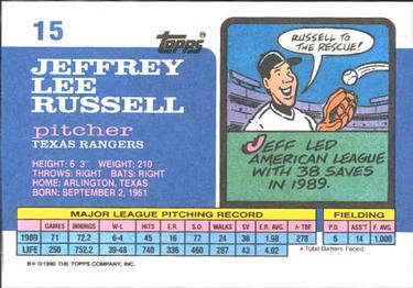 1990 Topps Big #15 Jeff Russell Back