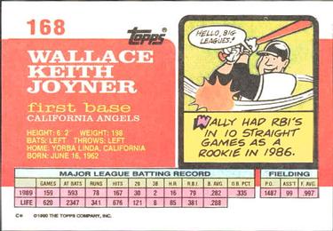 1990 Topps Big #168 Wally Joyner Back