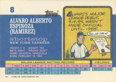 1990 Topps Big #8 Alvaro Espinoza Back