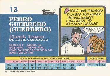 1990 Topps Big #13 Pedro Guerrero Back