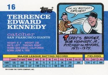 1990 Topps Big #16 Terry Kennedy Back