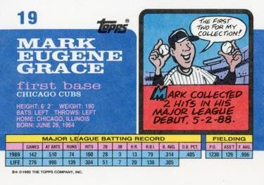 1990 Topps Big #19 Mark Grace Back