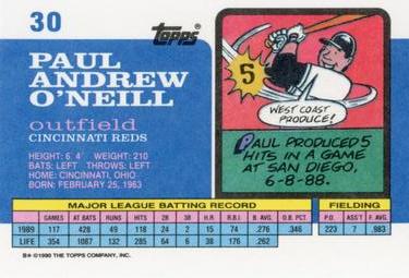 1990 Topps Big #30 Paul O'Neill Back