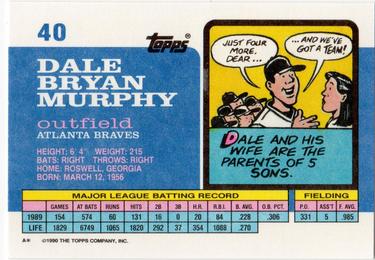 1990 Topps Big #40 Dale Murphy Back