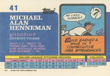 1990 Topps Big #41 Mike Henneman Back