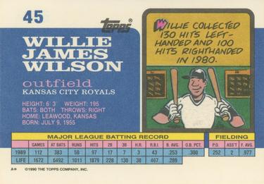 1990 Topps Big #45 Willie Wilson Back