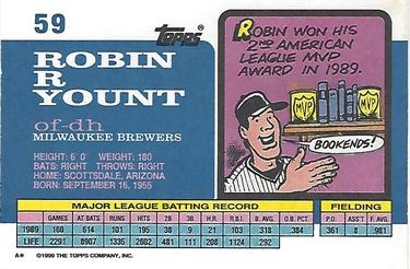 1990 Topps Big #59 Robin Yount Back