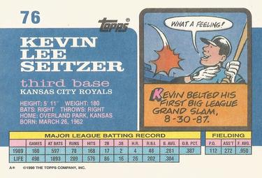 1990 Topps Big #76 Kevin Seitzer Back