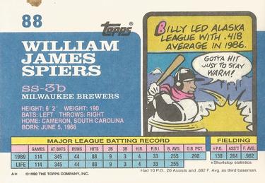 1990 Topps Big #88 Billy Spiers Back
