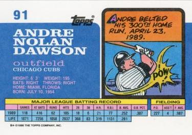 1990 Topps Big #91 Andre Dawson Back