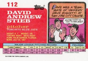 1990 Topps Big #112 Dave Stieb Back