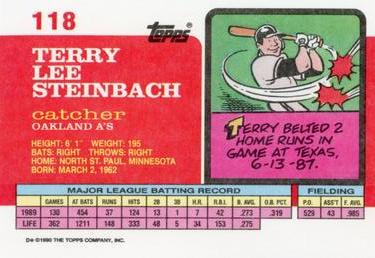 1990 Topps Big #118 Terry Steinbach Back