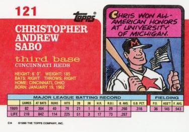 1990 Topps Big #121 Chris Sabo Back