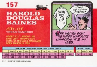 1990 Topps Big #157 Harold Baines Back