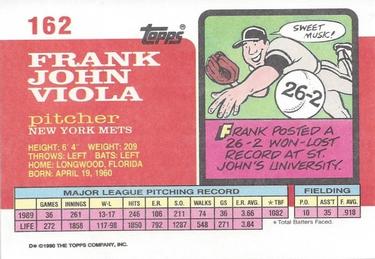 1990 Topps Big #162 Frank Viola Back