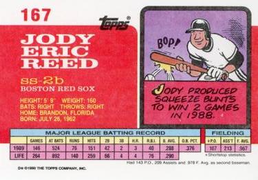 1990 Topps Big #167 Jody Reed Back