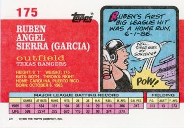 1990 Topps Big #175 Ruben Sierra Back