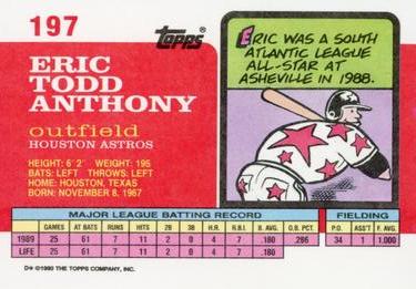 1990 Topps Big #197 Eric Anthony Back