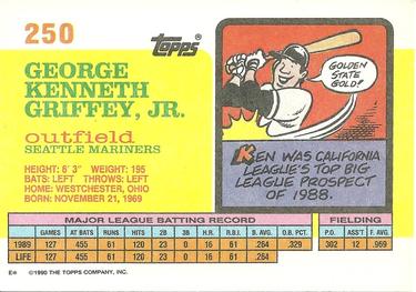 1990 Topps Big #250 Ken Griffey Jr. Back