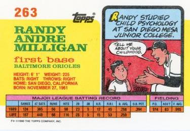 1990 Topps Big #263 Randy Milligan Back
