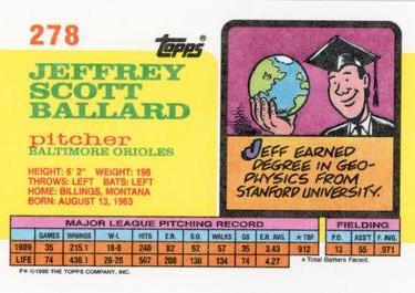 1990 Topps Big #278 Jeff Ballard Back
