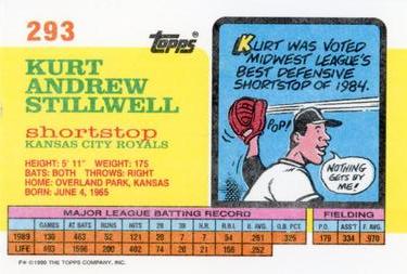 1990 Topps Big #293 Kurt Stillwell Back