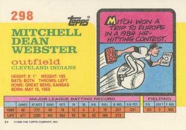 1990 Topps Big #298 Mitch Webster Back