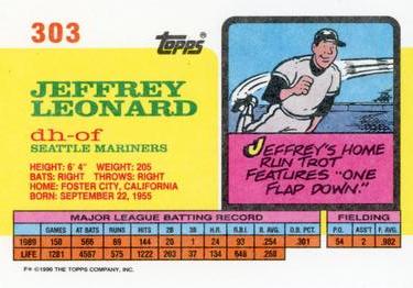 1990 Topps Big #303 Jeffrey Leonard Back
