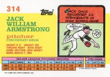 1990 Topps Big #314 Jack Armstrong Back