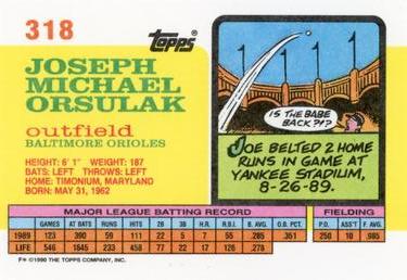 1990 Topps Big #318 Joe Orsulak Back
