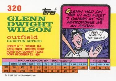 1990 Topps Big #320 Glenn Wilson Back