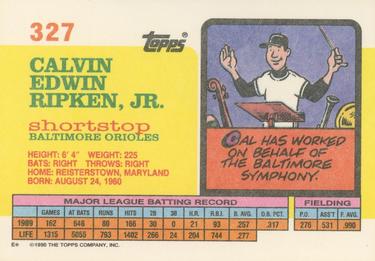 1990 Topps Big #327 Cal Ripken Back
