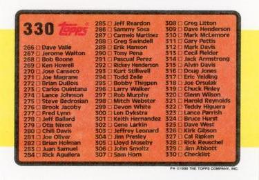1990 Topps Big #330 Series 3 Checklist: 221-330 Back
