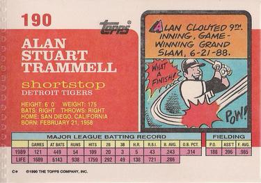 1990 Topps Big #190 Alan Trammell Back