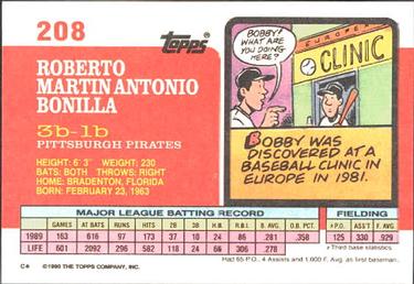1990 Topps Big #208 Bobby Bonilla Back