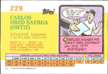 1990 Topps Big #229 Carlos Baerga Back