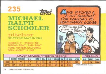 1990 Topps Big #235 Mike Schooler Back