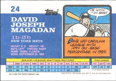 1990 Topps Big #24 Dave Magadan Back