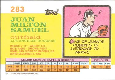 1990 Topps Big #283 Juan Samuel Back