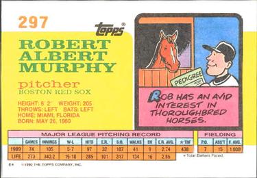 1990 Topps Big #297 Rob Murphy Back
