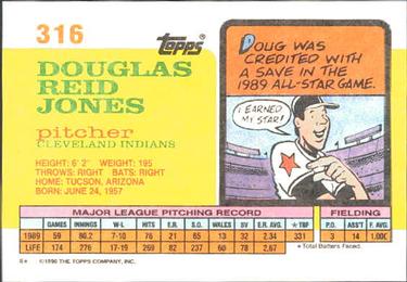 1990 Topps Big #316 Doug Jones Back