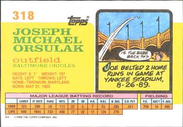 1990 Topps Big #318 Joe Orsulak Back
